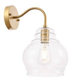 Ld6194br Living District Pierce 1-light Metal And Clear Glass Wall Sconce - Brass