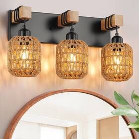 L8001 Lmnlvn Farmhouse Bathroom Light Fixture Boho Vanity 3-light Rattan