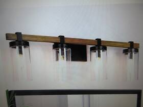 2yrvqzhd14537a7 Lnc Industrial 29 Inch 4-light Black Vanity Light With Seeded Glass Shades