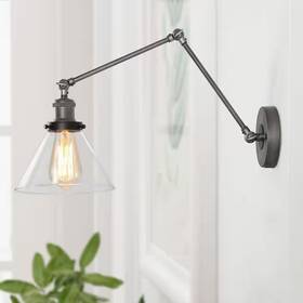 Lnc 705353877131 Adjustable 1-light Black Plug-in Or Hardwire Modern Industrial Swing Arm Wall Sc