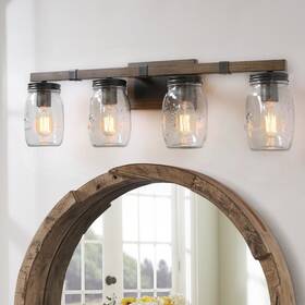 Lnc 708747326291 Kole Farmhouse 4-light Mason Jar Bathroom Vanity Lights Taupe W29 Inch Xh9 Xe6