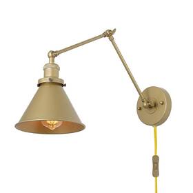 Lnc 708747338560 Swing Arm Wall Sconce Lighting Adjustable Gold Plug-in Lamp 1 Pack