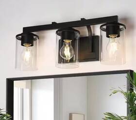 A03409 Lnc Modern Farmhouse 20 Inch 3-light Black Bathroom Vanity Light