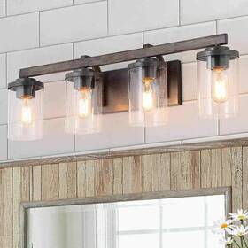 A03410 Lnc Birdwood 28 Inch 4-light Rust Gray Industrial Bathroom Vanity Light With- C3