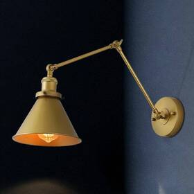 A03468 Lnc Modern Industrial Brushed Gold Wall Lamp Adjustable Arm Plug-in Or Hardwire