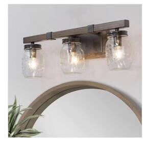 A03949 Lnc Modern Farmhouse Rust Faux Wood Grain 3-light With Mason Jar Glass Shades A03949 Lnc Modern Farmhouse Rust Faux Wood Grain 3-light With Mason Jar Glass Shades