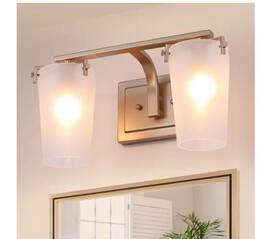 A04307 Lnc 2-light Wall Sconce Matte Gold With Frosted Glass Shades