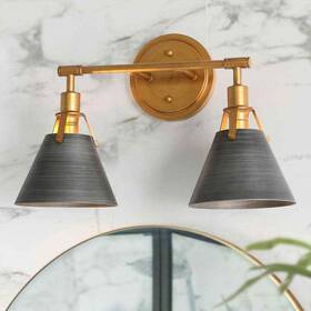 Em63mehd14297o7 Lnc 15.5 Inch Brushed Vintage Gold Bathroom Vanity Light With Bell Shades