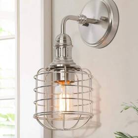 Fvq2uzhd1391827 Lnc 1-light Nickel Bathroom Vanity Light Nautical Wall Sconce Modern Caged