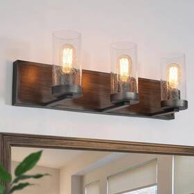 Fyamfqhd13896g7 Lnc #fyamfqhd13896g7 Farmhouse 3-light Bathroom Vanity Light Wood Wall Sconce 22 Inch