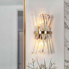 Ha05034 Lnc Tadonipkeseismo 2-light Plating Brass Wall Sconce With Crystal Accent