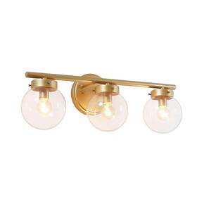 A03595 Lnc Home 22 In 3-light Vanity Light Aged Brass And Black With Clear Glass