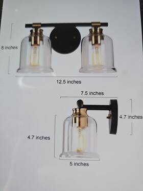 L2iq3634609a7c Lnc Vanity Lighting Led Metal 2-light Hardwired Clear Glass Plated Brass Black L2iq3634609a7c Lnc Vanity Lighting Led Metal 2-light Hardwired Clear Glass Plated Brass Black