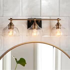 L6fqquq5093x8c Lnc Modern 24.5 Inch 3-light Black And Plated Brass Vanity Light 15a