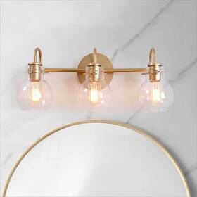 Lljfu2hl13569mu Lnc Stockton Modern 3-light Gold Bathroom Vanity Light Powder Room Wall Sconce