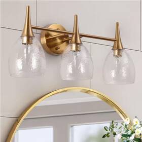 Luyrjam74w328c Lnc Cymerlarity Modern Plating Brass Vanity Light 21.5 Inch With Textured Glass Shades