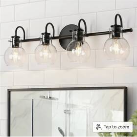 Lvemmiu29bk39c Lnc Modern Industrial 28.5 In 4-light Black Bath Vanity Light With Clear Glass