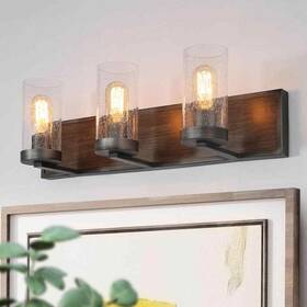 Q7baujhd1414717 Lnc 3-light Industrial Bronze Farmhouse Faux Wood Bathroom Vanity Light