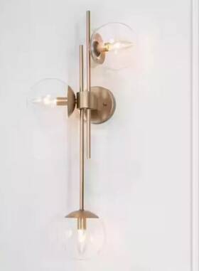 Qjneuahd13913x7 Lnc A03913 3-light Gold Cluster Wall Sconce Bath Vanity Light With Clear Glass