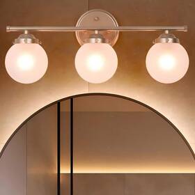 Ruyqzihd14079p7 Lnc Modern Antique Gold Bathroom Vanity Light With Globe Frosted Glass Shade 3-light