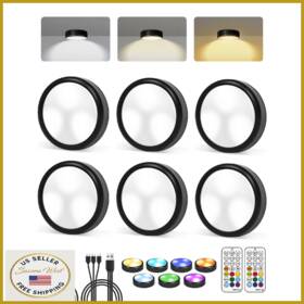 B0fmxp2zz3 Loinsglim 6-pack Puck Lights With Remote 1800mah Rechargeable Under Cabinet Lig