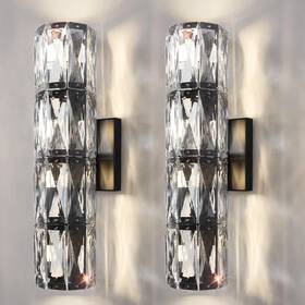 Losneolaz 763297806020 Crystal Wall Sconce Set Of Two Indoor Modern Sconces Lighting Black