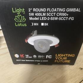 Led-2-s5w-5cct-fg-wh Lotus 2 Inch Round Floating Gimbal Led Recessed Light 5w 400lm 5cct Air-tight Etl