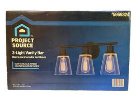 Lowes 080629710610 Project Source Reno 18-in 3-light Matte Black Led Transitional Vanity Light