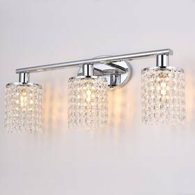 Luburs 744306106805 Bathroom Light Fixtures 3-lights Crystal Wall Sconce Vanity Fo