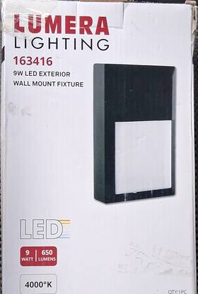 163416 Lumera Lighting 9w Led Outdoor Wall Mount Wet Rated Black 4000k 650lm
