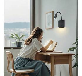 D22057 Luminturs Led Headboard Reading Light Bedside Wall Lamp Fixture Switch Usb Charging Port