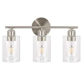 Luupyia 3 Light Bathroom Vanity Brushed Nickel Finish With Clear Glass