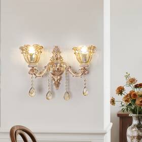 4v9put4dmbwfnzl9 Luvodi Floral Wall Sconce Antique Brass Glass Crystal Dimmable For Hallways Bedroom
