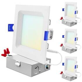 Lr23739-4 Luxrite 4 Inch Ultra Thin Square Led Recessed Lighting 12w 5cct Color Selec