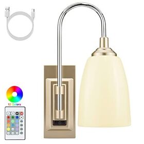 Luxsway Rechargeable Battery Wall Sconce With Remote 12 Color Changing
