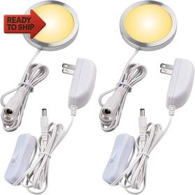 31-x2-ww Lvyinyin Single Led Kitchen Under Cabinet Puck Light 120v Direct Wall Plug In Closet Cu