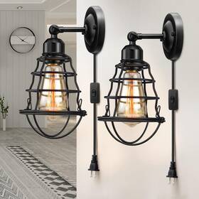 Lyoowng 791809716055 Plug In Wall Sconces 2pack Industrial Lamp With Plugincage2pack Lyoowng 791809716055 Plug In Wall Sconces 2pack Industrial Lamp With Plugincage2pack
