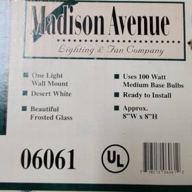 Madison Ave 718212060612 Indoor Wall Lamps White Frosted In Wiring