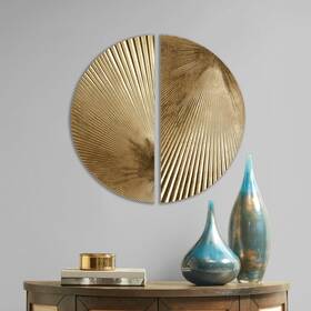 Mp95b-0319 Madison Park Metal Gold Leaf Wall D Cor Modular Half Moon Design Endless