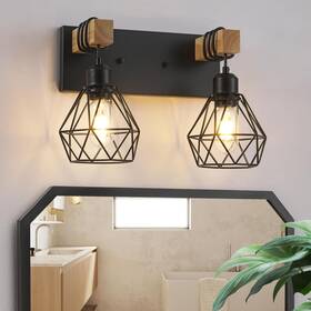 A021-2 Maesta Farmhouse Bathroom Vanity Light Fixtures 3-light Wood O A021-2 Maesta Farmhouse Bathroom Vanity Light Fixtures 3-light Wood O