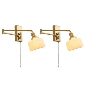 Magiroz Mwl14b-2 Gold Wall Sconces Set Of 2 Modern Brass Swing Arm Lamp With Pull