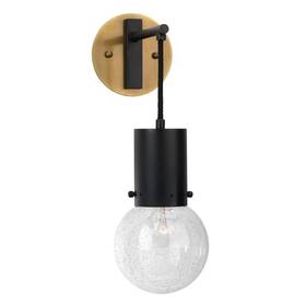 Maklaine M-4960-2387808 Contemporary Seeded Glass Pendant Wall Sconce In Antique Brass
