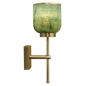 M-4960-2387868 Maklaine Vapor Single Glass/iron Metal Wall Sconce In Aqua/antique Brass