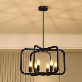 Mc10012 Mancave Hero Modern Black Chandelier - 6 Light Metal For Dining Kitchen Liv Inch
