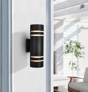 Mandalay 789481677504 Large Up/down Modern Black 13.46ftft Dimmable Outdoor Wall Sconce