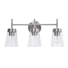 Mb100379 Manor Brook Dunlap 3-light Brushed Steel Vanity Light