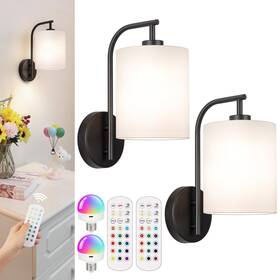 Fy-btws01-bwn-2 Matameye Battery Operated Wall Sconce Set Of 2 Black Rechargeable Dimmable Light Fi