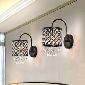 Maxax 751433071432 Crystal Wall Sconce Modern Indoor Lamp Vanity Antique Black