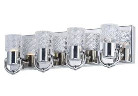 24703clpn Maxim Lighting Nos Crystol 4 Light Hand Cut Crystal Bath Vanity Wall Fixture 18 Inch