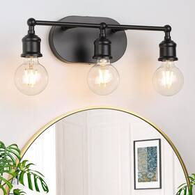 Usnc-led-ws04-1 Maxvolador Bathroom Light Fixtures 3-light Black Vanity Vintage Wall Sconce Ligh